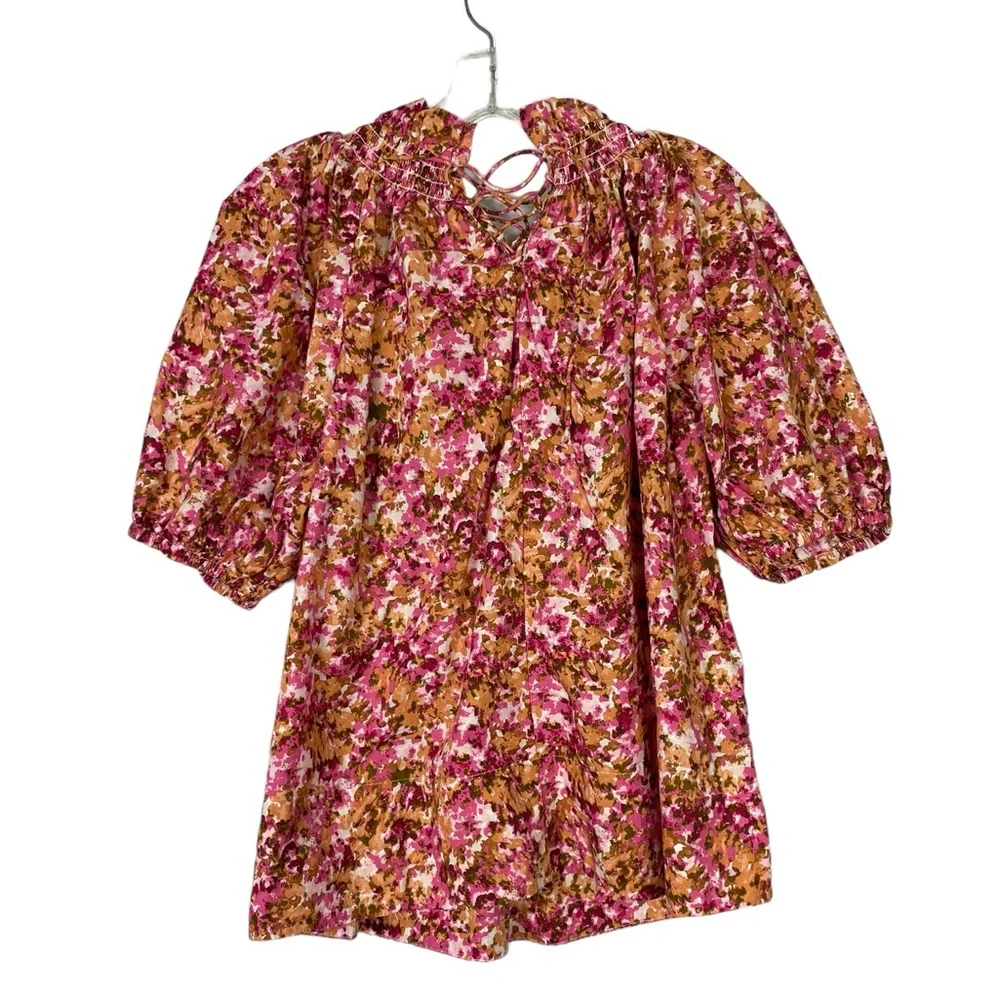 J.Crew Smocked neck puff-sleeve top in faded floral